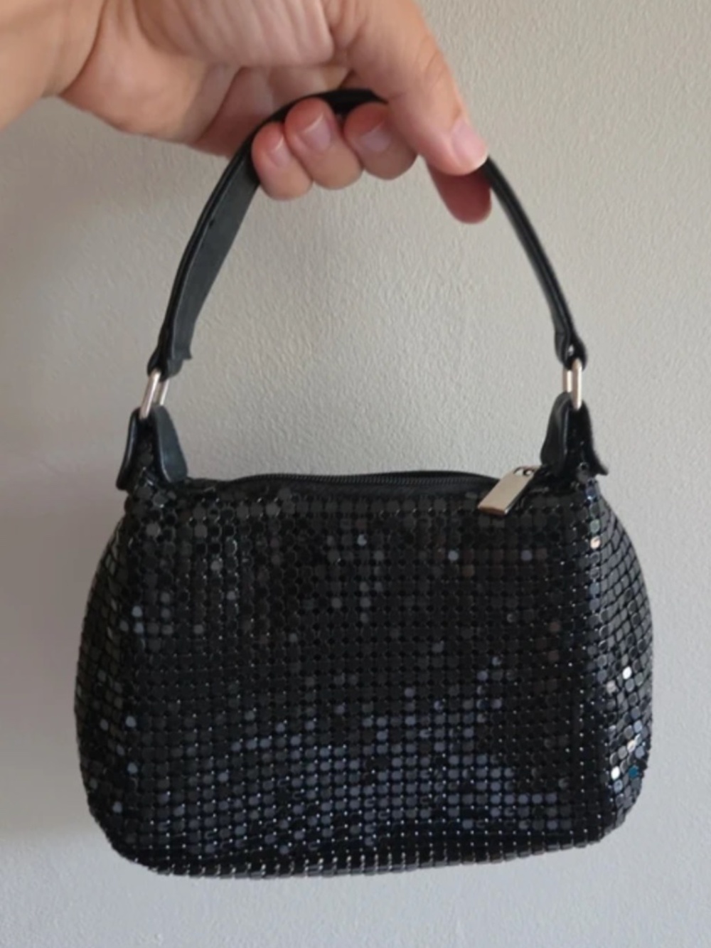 Vintage Black Y2K Metal Mesh Cocktail Purse, Special Occasions, Prom mini bag